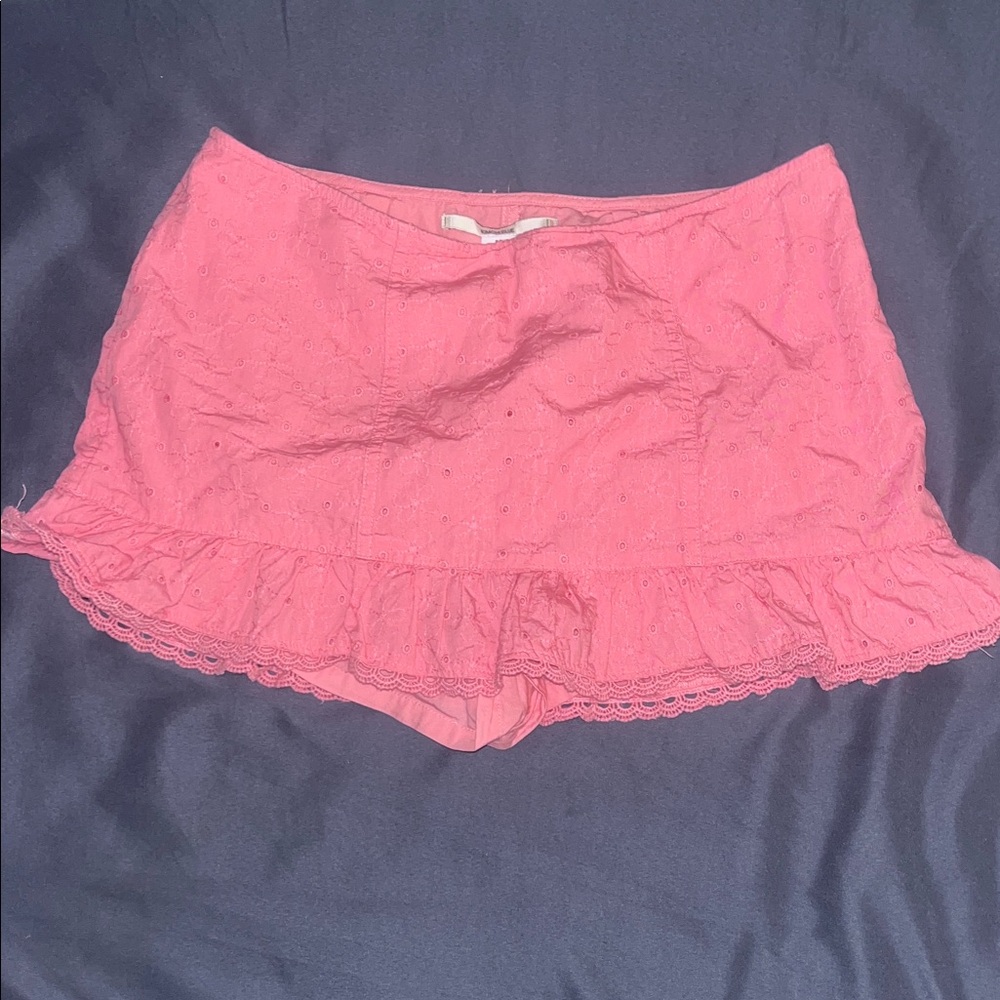 Kimchi Blue Pink Ruffled Eyelet Mini Skirt